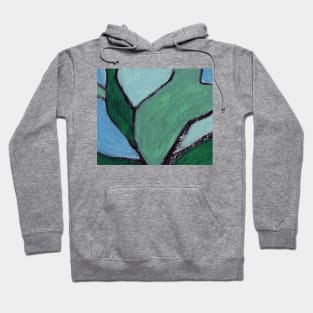 Cobalt Blue Navy Green Abstract Art Hoodie